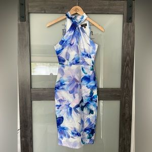 ❌ SOLD ❌
 NWOT Lipsy watercolor midi dress with keyhole halter neckline